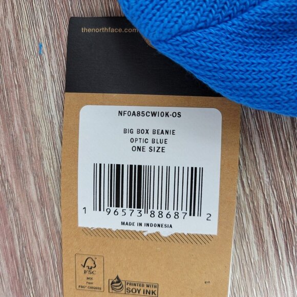 NEW The North Face Big Box Beanie Hat‎ Unisex One Size Blue Knit Winter Cuffed - Picture 4 of 4